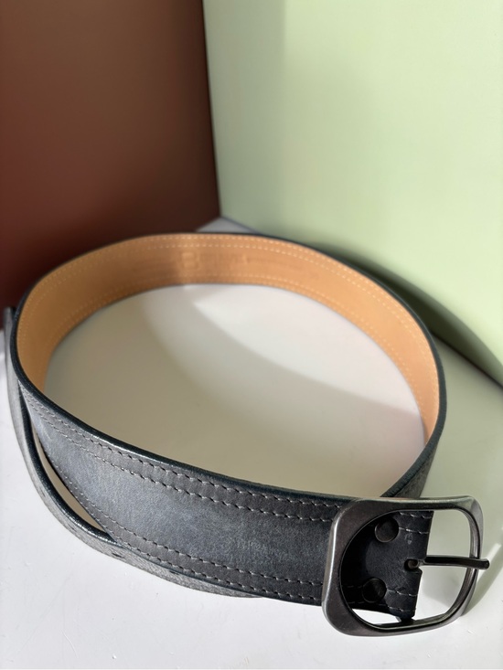 Accessories - BRAVE 1992 Women’s Dark Grey Leather Belt with Matte Metal Buckle, 30”